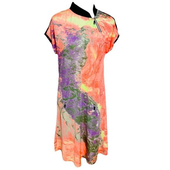 JAMIE SADOCK  Zip Pull Over DRESS  Neon Orange‎ Cruise Gorpcore Golf SIZE SMALL - Picture 1 of 4